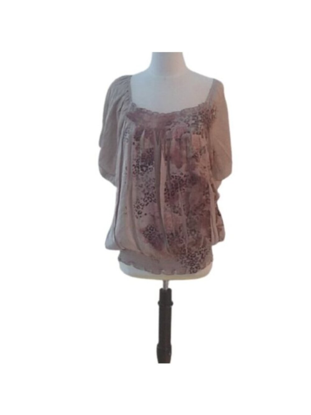 Fred David Animal Floral Print Blouson Blouse, Size Large